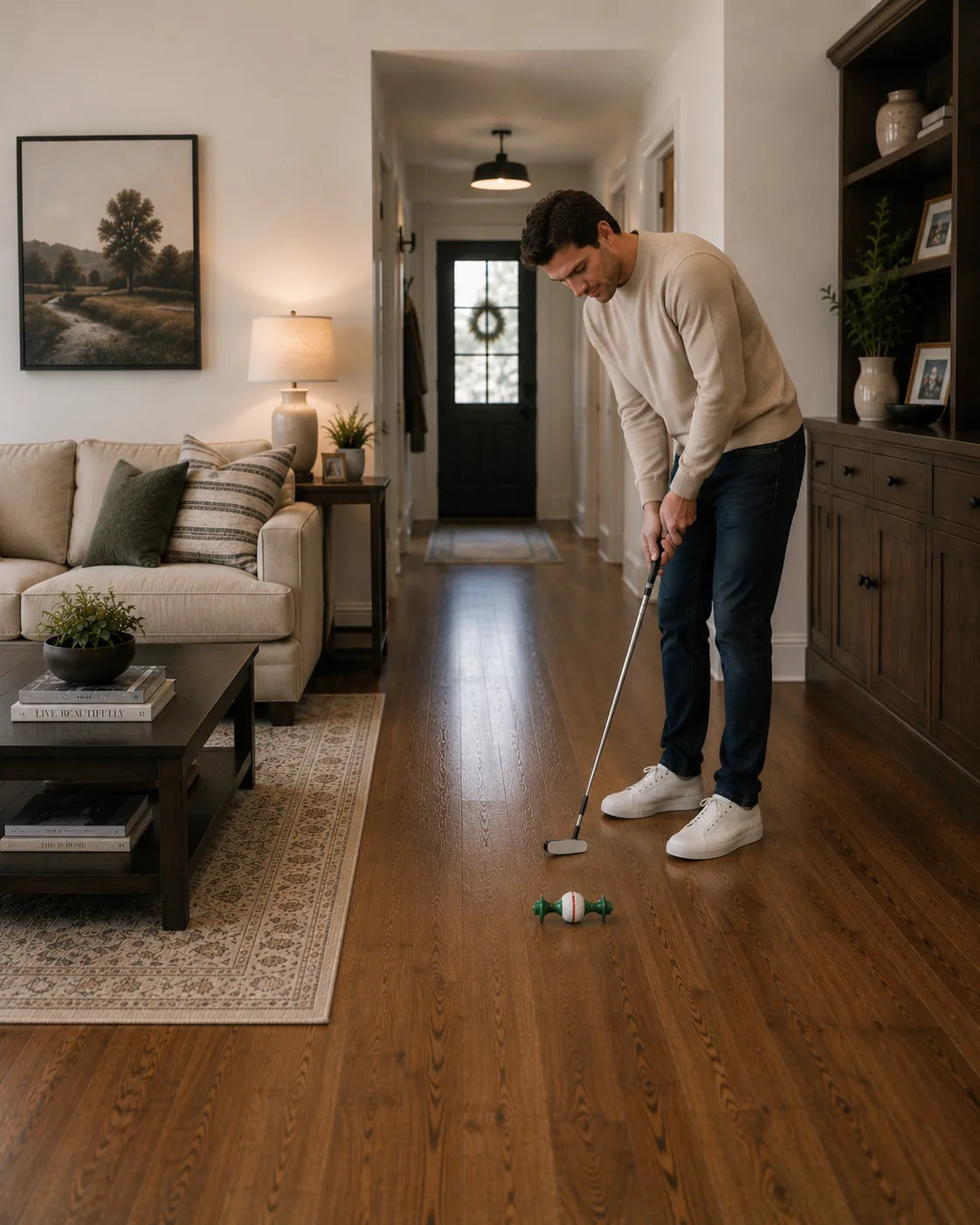 Putting down a hardwood hallway at home with the Line Lion